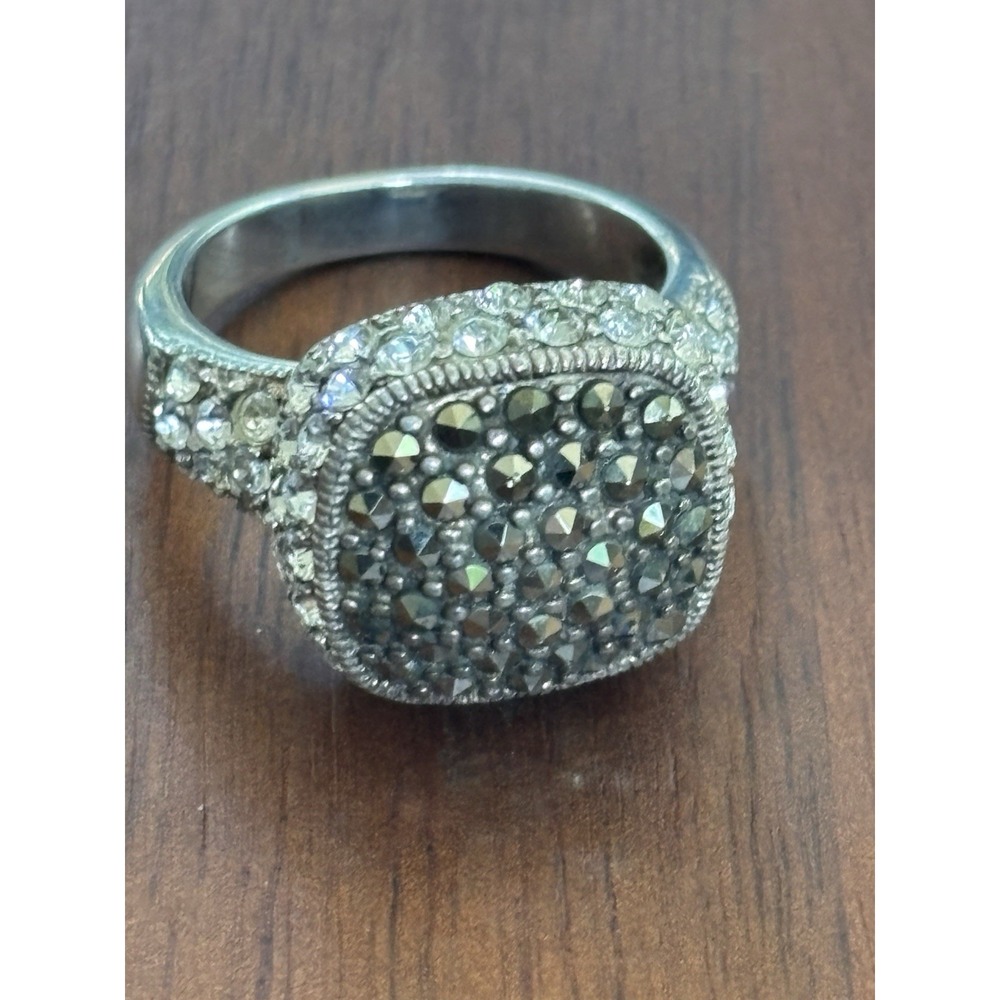 Sterling Silver Pave Marcasite Ring Size 7